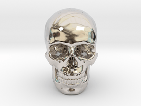 25mm 1in Human Skull Crane Schädel че́реп in Rhodium Plated Brass