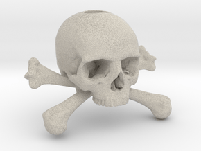 35mm 1.4in Keychain Skull & Bones Bead in Natural Sandstone