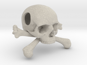 25mm 1in Bead Skull & Bones Pendant Crane in Natural Sandstone