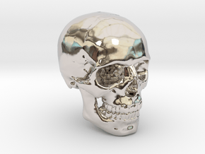 18mm 0.7in Human Skull Crane Schädel че́реп in Rhodium Plated Brass