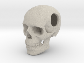 18mm .7in Bead Human Skull Crane Schädel че́реп in Natural Sandstone