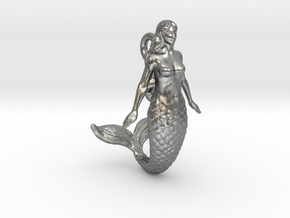 Mermaid pendant in Natural Silver