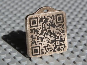 Keychain with Your Own Bitcoin QR code in Polished Bronzed Silver Steel