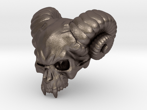 Demon Skull Bead in Polished Bronzed Silver Steel