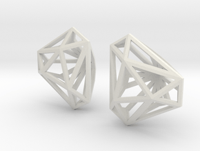 Twisted Triangle Earrings in White Natural Versatile Plastic