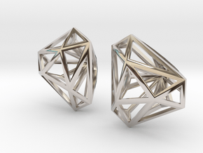 Twisted Triangle Earrings in Rhodium Plated Brass