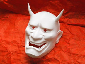Japanese Hannya demon mask in White Natural Versatile Plastic
