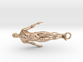 Hanging Man Pendant 3 inch height in 14k Rose Gold Plated Brass