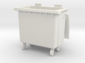 Trash bin with wheels 01.1:43 Scale  in White Natural Versatile Plastic