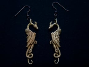 Flat Dragon Pair in Polished Gold Steel