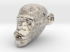 Head Chimp in Rhodium Plated Brass