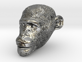 Head Chimp in Fine Detail Polished Silver