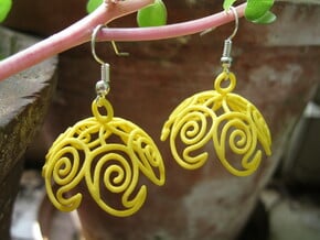 Mango Jhumka - Indian Bell earrings in Yellow Processed Versatile Plastic