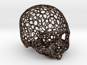 Voronoi Female Skull [real size] in Polished Bronze Steel