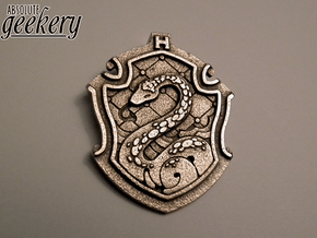 Slytherin House Crest - Pendant LARGE in Polished Bronzed Silver Steel