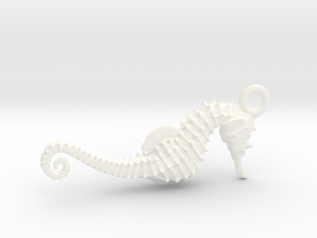 Sea horse pendant in White Processed Versatile Plastic