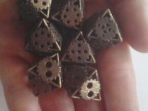 Gear Dice, 8-sided die made of gears in Polished Bronze Steel