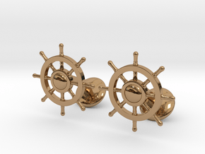 Ship Rudder Cufflinks in Polished Brass