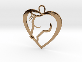 Heart Horse Pendant in Polished Brass