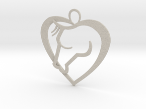Heart Horse Pendant in Natural Sandstone
