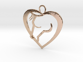 Heart Horse Pendant in 14k Rose Gold Plated Brass