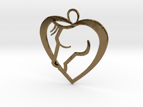 Heart Horse Pendant in Polished Bronze