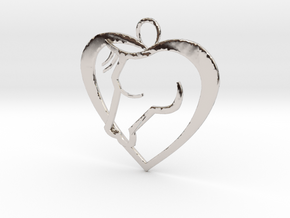 Heart Horse Pendant in Rhodium Plated Brass