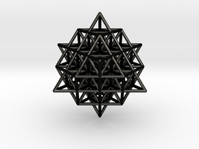 Sacred Geometry: 64 Grid Tetrahedron 35x1mm in Matte Black Steel