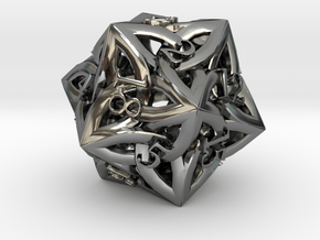 Large Celtic D20 in Fine Detail Polished Silver