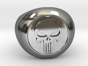 Punisher Size 7.5 in Fine Detail Polished Silver