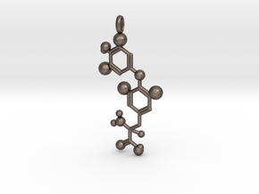 Triiodothyronine (T3) Pendant in Polished Bronzed Silver Steel