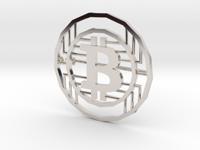 Bitcoin Pin in Rhodium Plated Brass