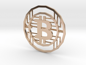 Bitcoin Pin in 14k Rose Gold Plated Brass