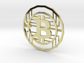 Bitcoin Pin in 18k Gold