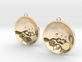 Double Tenor "surface" steelpan earrings, L in 14K Yellow Gold