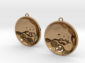 Double Tenor "surface" steelpan earrings, L in Polished Brass