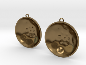 Double Tenor "surface" steelpan earrings, L in Polished Bronze