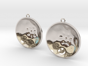 Double Tenor "surface" steelpan earrings, L in Rhodium Plated Brass