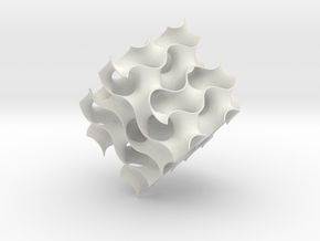 Gyroid cube - 8 unit cells in White Natural Versatile Plastic