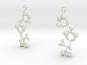 Thyroxine (T4) Earrings in White Natural Versatile Plastic