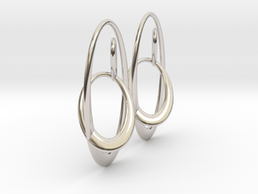 Three-Torus V1 Earrings in Rhodium Plated Brass