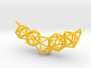 Icosahedron Frame Geometry Pendent in Yellow Processed Versatile Plastic