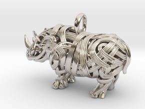 The Rhino Pendant  in Rhodium Plated Brass