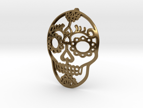 Day of the Dead Skull Pendant in Polished Bronze