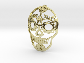 Day of the Dead Skull Pendant in 18k Gold Plated Brass