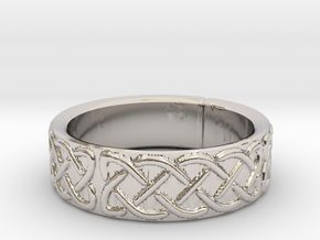 Celtic Knotwork Ring Small in Rhodium Plated Brass
