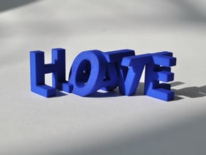 FontFlip LOVE-HATE in Blue Processed Versatile Plastic