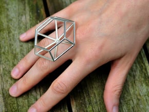 Medium wireframe diamond ring in Rhodium Plated Brass