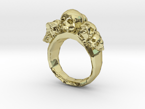 Pile of Skulls Ring Mens Size 20 in 18k Gold Plated Brass