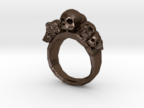 Pile of Skulls Ring Mens Size 20 in Polished Bronze Steel